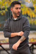 Erkek Kapşonlu Kanguru Cepli̇ 3 İ̇pli̇k Oversi̇ze Sweatshi̇rt - Füme - 1
