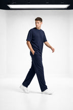 Erkek Oversize Penye T-shirt Pantolon Takım Rahat Kesim Takım - Lacivert - 3