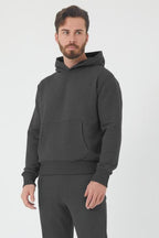 Erkek Trend Model Kanguru Cep Sweatshirt - Füme - 1