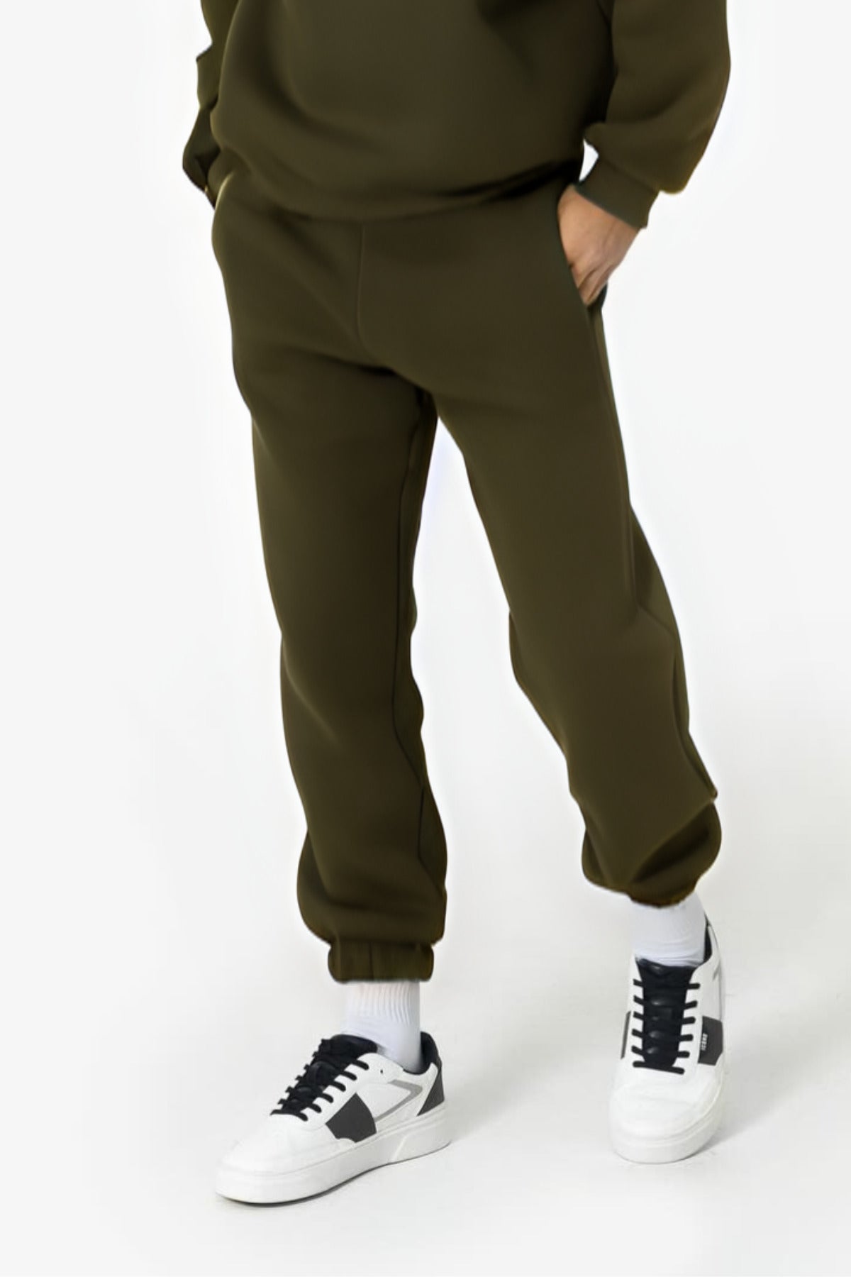 Erkek Jogger Baskısız Tek Renk Spor Eşofman Altı - Haki - 1