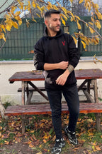 Erkek Kapşonlu Nakişli Oversi̇ze Kolej Sweatshi̇rt - V - 3