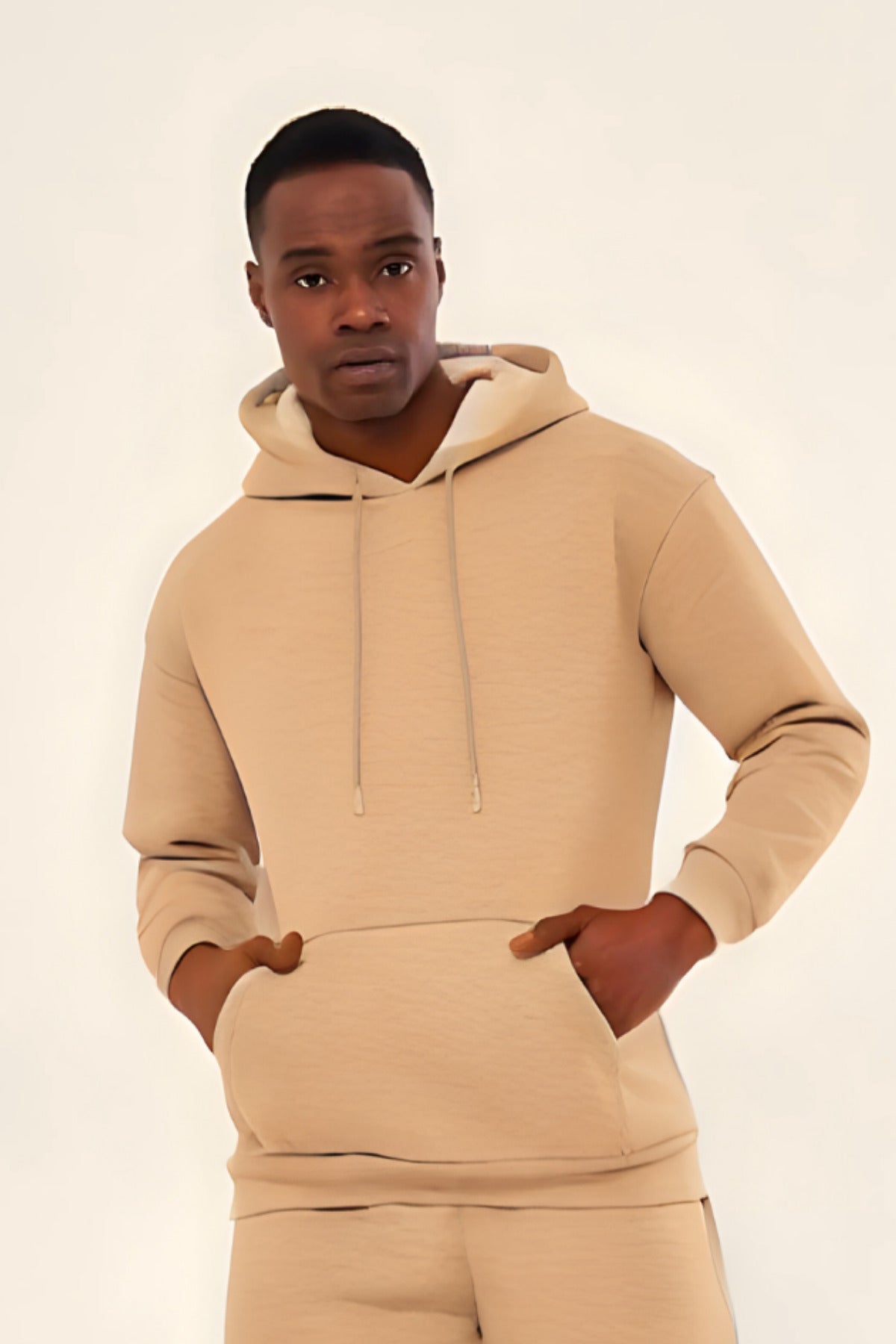 3iplik Bisiklet Yaka Kalın Sweatshirt Pamuklu - Bej - 1