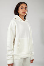 Oversize Hoodie Okul Sweatshirt - Beyaz - 3