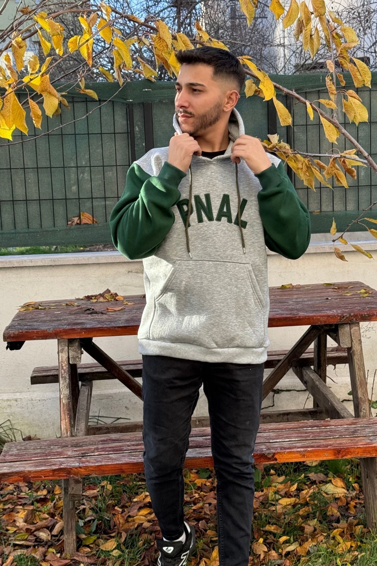 Erkek Kapşonlu Nakişli Oversi̇ze Kolej Sweatshi̇rt - PNA - 1