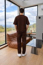 Yeni Sezon Erkek Oversize Takım Trend Model - Kahverengi - 2