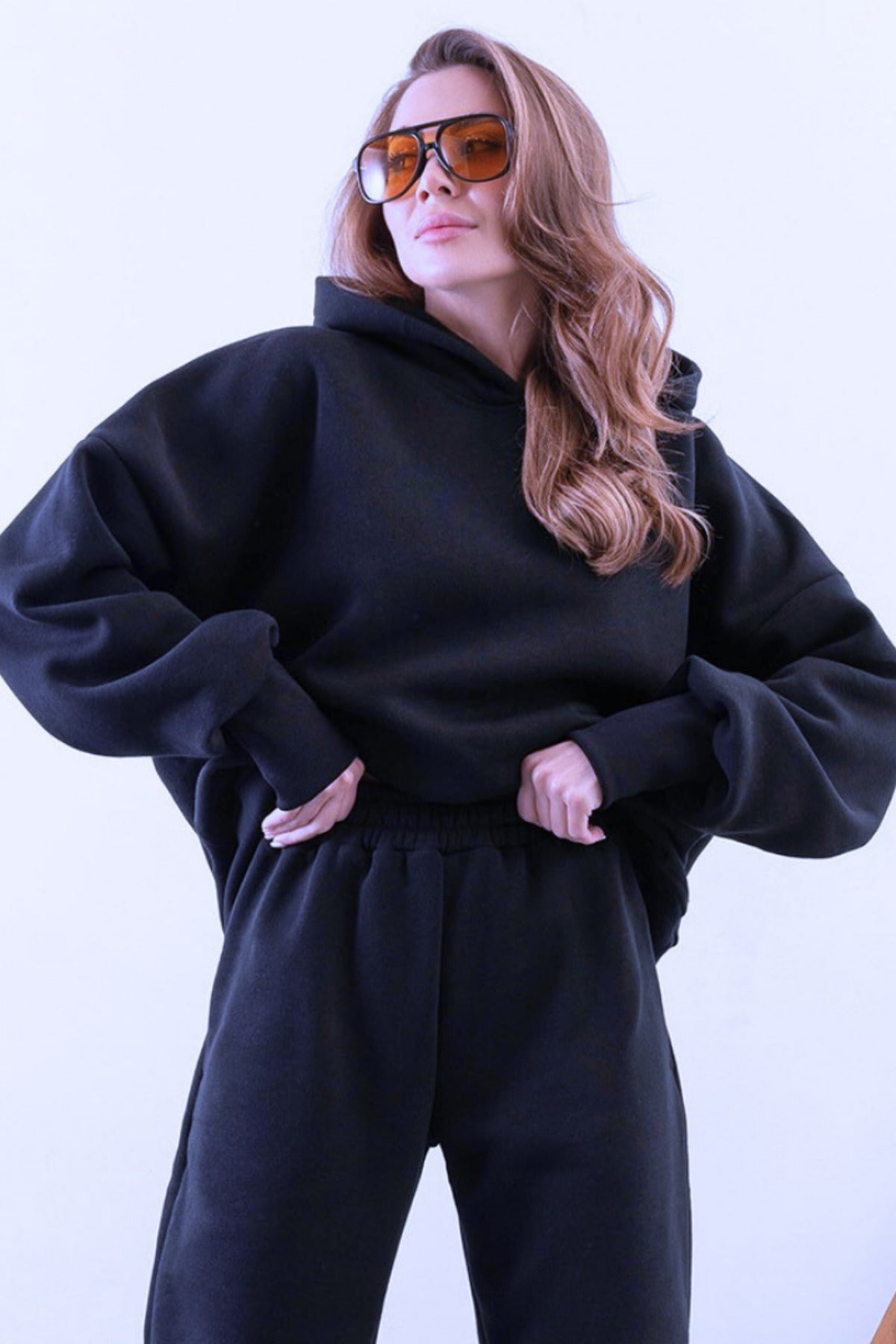Kadın Esnek Rahat Kalıp Basic Model Sweatshirt - Lacivert - 1