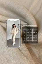 Kadın Bej Brooklyn Oversize Kapşonlu Alt Üst Eşofman Takımı - Beige - 8