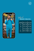 Ob Comfort Kapüşonlu Kanguru Cep Oversize Lastik Paça Turkuaz Eşofman Takımı - Turkuaz - 6