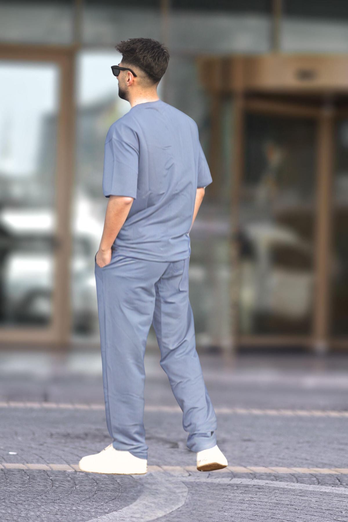 Erkek Oversize Kısa Kollu Yazlık Pijama Takımı - Gri - 2