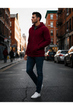 Erkek 3 İ̇pli̇k Şardonlu Oversi̇ze Fermuarli Sweatshirt Hirka - Bordo - 3
