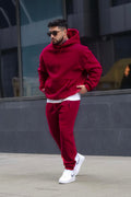 Unisex Bordo Kaliteli Eşofman Takımı Kalın Kışlık 3 İ̇plik - Bordo - 1