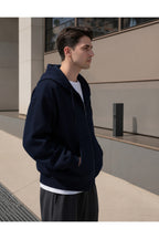 Erkek 3 İ̇pli̇k Fermuarli Kapüşonlu Oversi̇ze Rahat Sweatshirt Hirka - Lacivert - 4