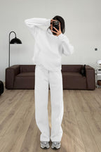 Kadın Boyfriend 3 İplik Şardonlu Bol Paça Oversize Casual Takım - Beyaz - 1