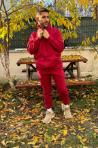 Efsane Oversize 3iplik Kalın Eşofman Takımı Unisex - Bordo - 3