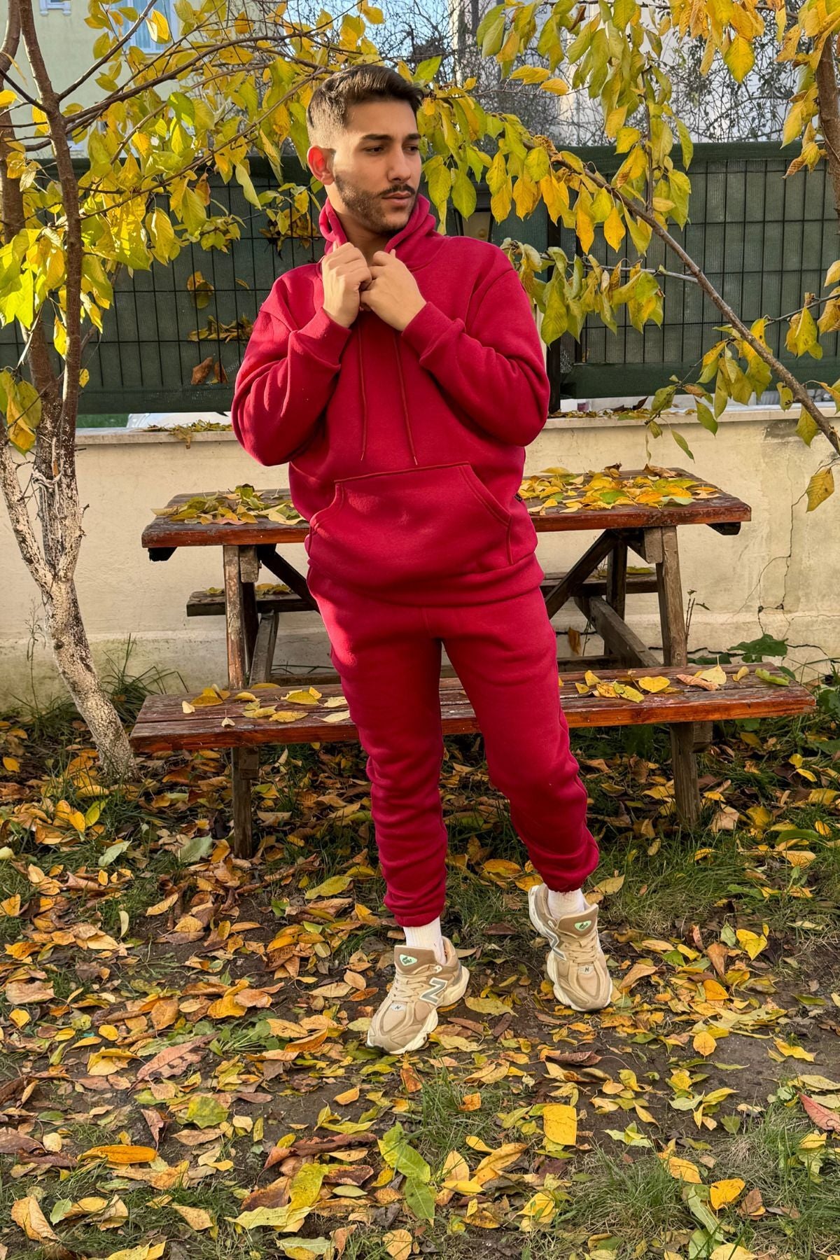 Efsane Oversize 3iplik Kalın Eşofman Takımı Unisex - Bordo - 3