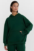 Kadın Baskısız Düz İ̇çi Şardonlu Kalın Kışlık Sweatshirt - Koyu Yeşil - 1