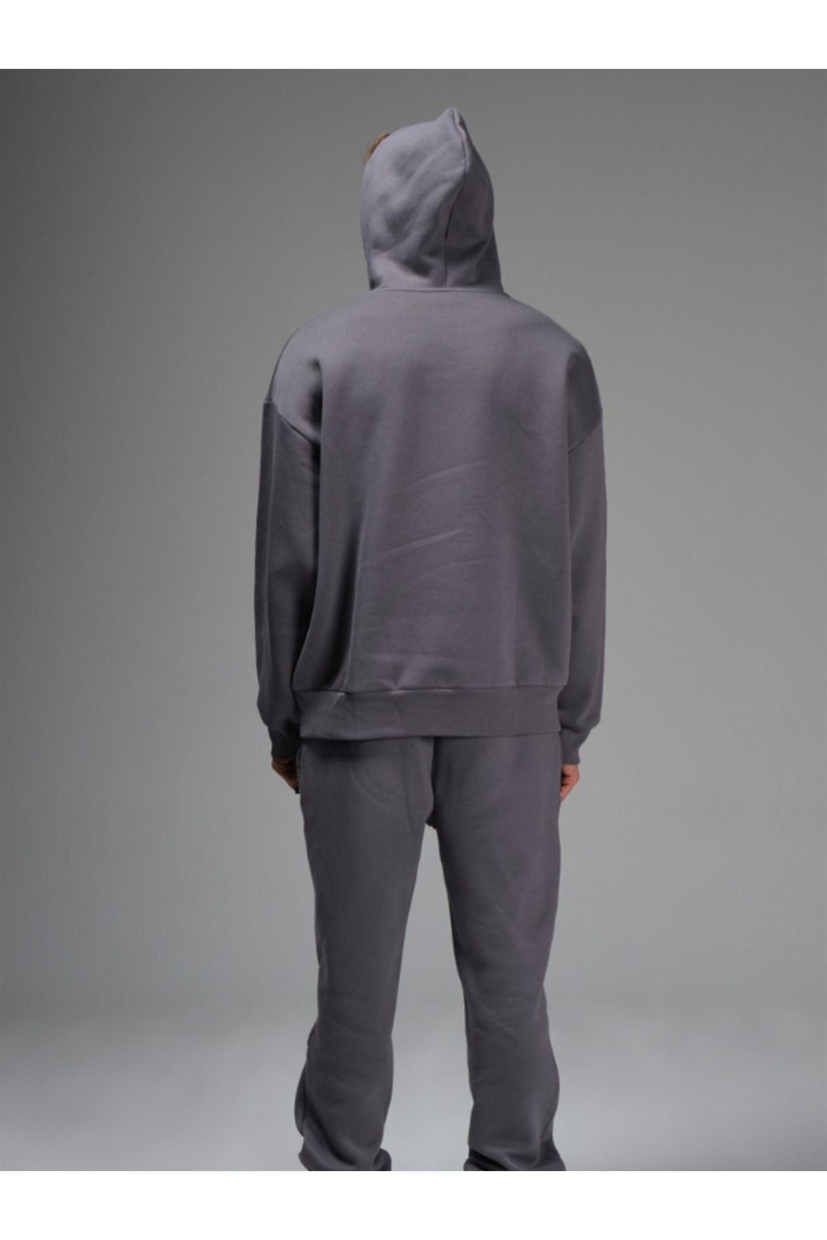 Erkek 3 İ̇pli̇k İ̇çi̇ Pamuklu Kalin Jogger Eşofman Takimi - Füme - 4