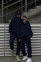 Unisex 3 İ̇pli̇k Şardonlu Oversi̇ze Çi̇ftleri̇n Kullanimina Uygun (tekli̇) - Lacivert - 2