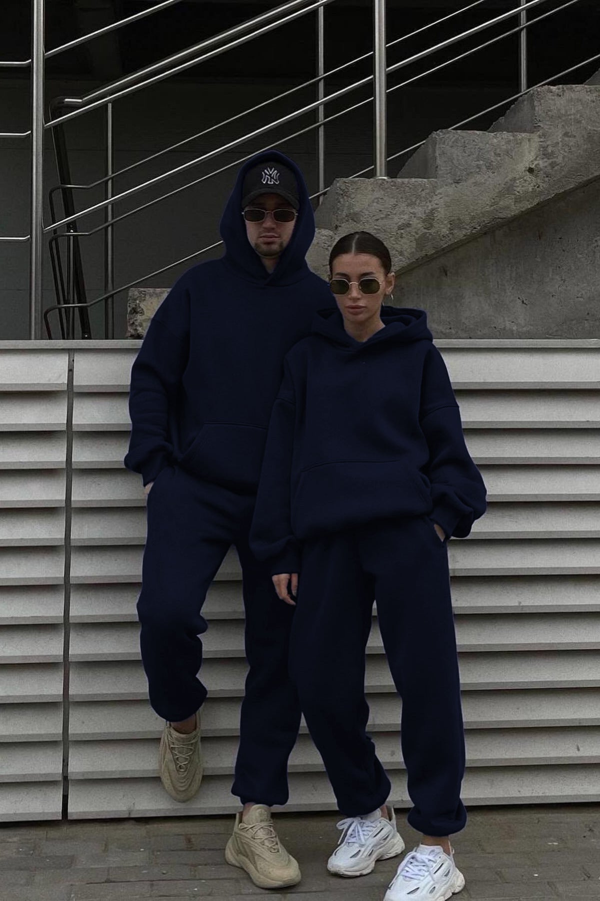 Unisex 3 İ̇pli̇k Şardonlu Oversi̇ze Çi̇ftleri̇n Kullanimina Uygun (tekli̇) - Lacivert - 2
