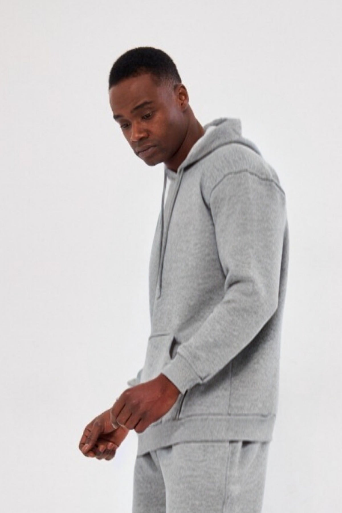3iplik Bisiklet Yaka Kalın Sweatshirt Pamuklu - Gri - 3