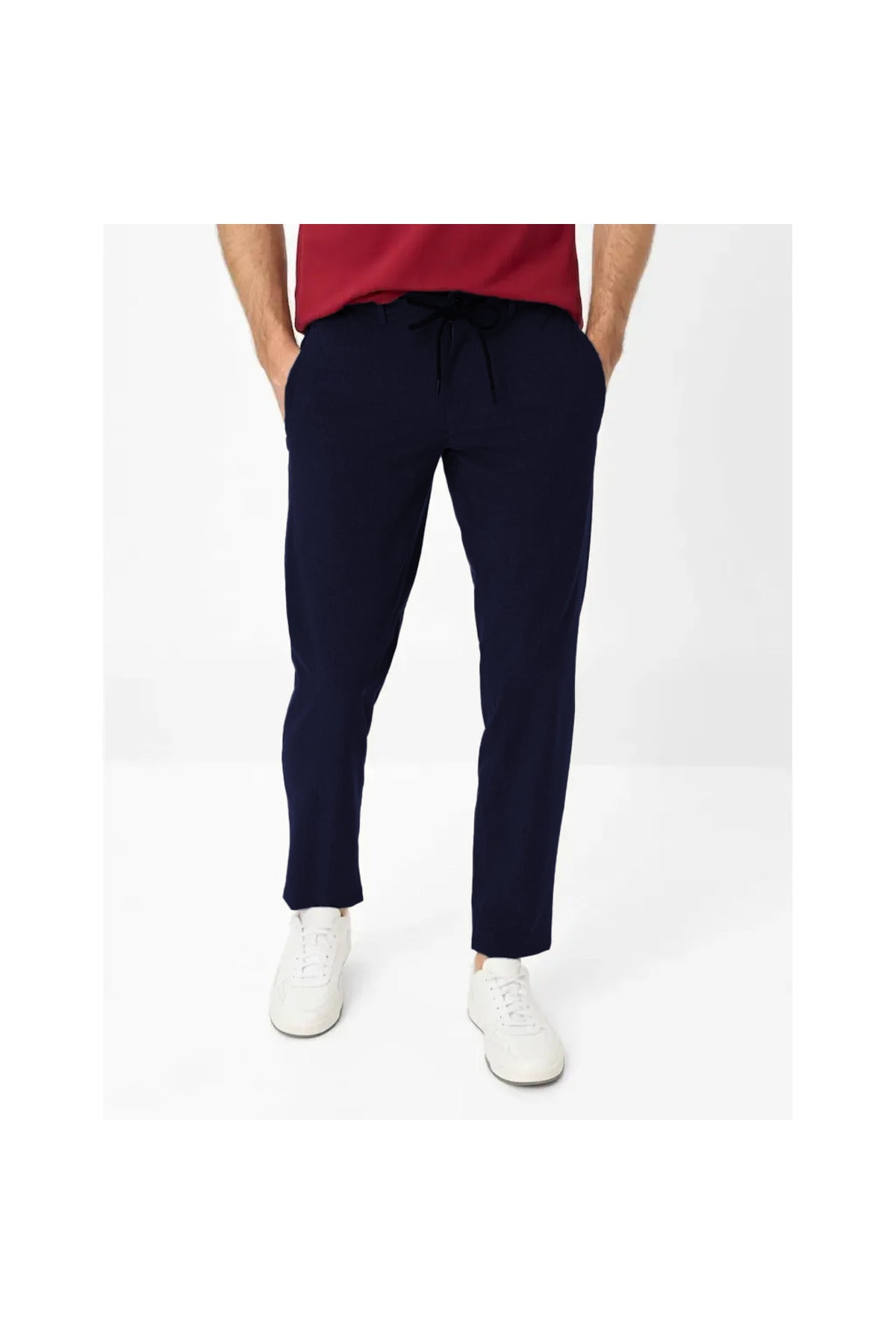 Erkek Beli Bağlamalı Likralı Lise Okul Pantolonu - Lacivert - 1