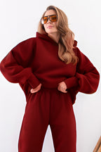 Kadın Esnek Rahat Kalıp Basic Model Sweatshirt - Kırmızı - 1