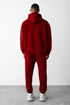 Erkek Oversi̇ze 3 İ̇pli̇k Kalin Eşofman Takimi - CLARET RED - 3