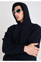 Erkek Düz Okul Lise Hoodie Sweatshirt - Lacivert - 3