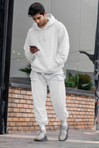 Erkek Oversize 3i̇pliki Şardonlu Basic Eşofman Takımı - Beyaz - 1