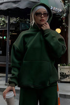 Premium Kalite 3 İplik Sweatshirt Kapuşonlu - Haki - 1