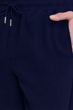 Erkek Regular Fit Beli Lastikli Bağcıklı Rahat Kesim Yan Cepli Jogger Pantolon - Lacivert - 2