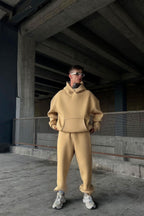 Unisex Camel Rengi Şardonlu Eşofman Takımı - Camel Rengi C7 - 4
