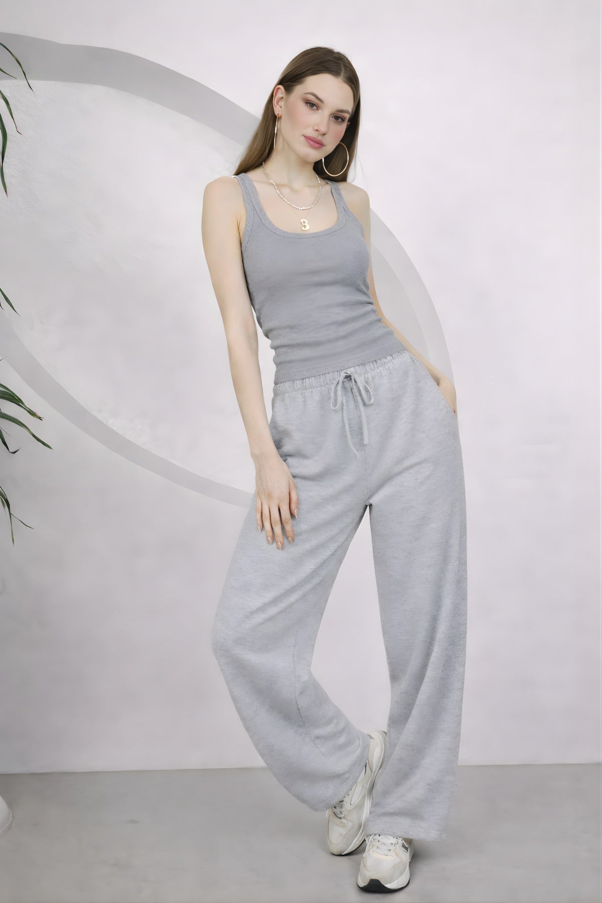 Kadin Fi̇ti̇lli̇ Kalin Askili Esnek Body Atlet - Gri - 3