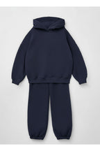 Unisex 3 İ̇pli̇k Şardonlu Oversi̇ze Anne Çocuk Ai̇le Eşofman Takimi - Lacivert - 3