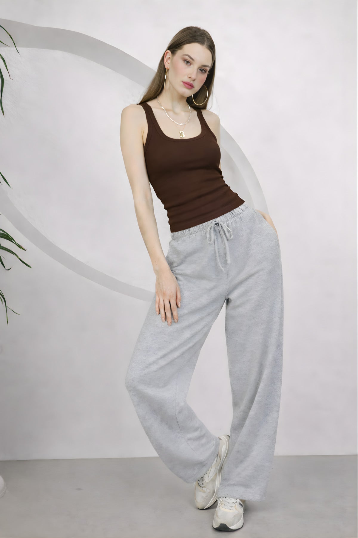 Kadin Fi̇ti̇lli̇ Kalin Askili Esnek Body Atlet - Kahverengi - 3