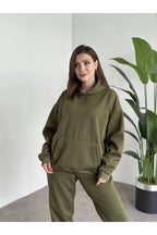 Kadın Haki Brooklyn Oversize Kapşonlu Alt Üst Eşofman Takımı - Haki - 3