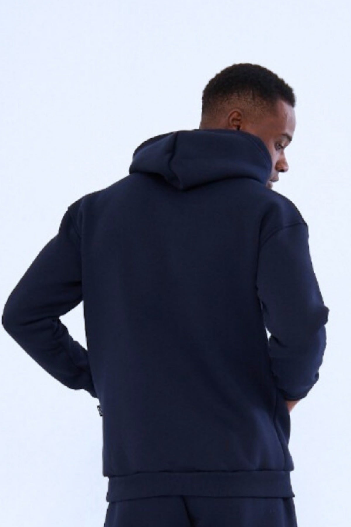 3iplik Bisiklet Yaka Kalın Sweatshirt Pamuklu - Lacivert - 3