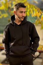 Erkek Kapşonlu Kanguru Cepli̇ 3 İ̇pli̇k Oversi̇ze Sweatshi̇rt - Siyah - 3