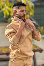 Erkek Kapşonlu Kanguru Cepli̇ 3 İ̇pli̇k Oversi̇ze Sweatshi̇rt - Vizon - 2