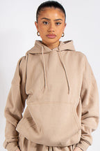 Kapuşonlu 3 İplik Sweatshirt - Bej - 3