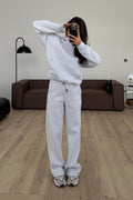 Kadın Boyfriend 3 İplik Şardonlu Bol Paça Oversize Casual Takım - Grimelanj - 1