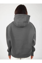 Oversize Hoodie Okul Sweatshirt - Füme - 3