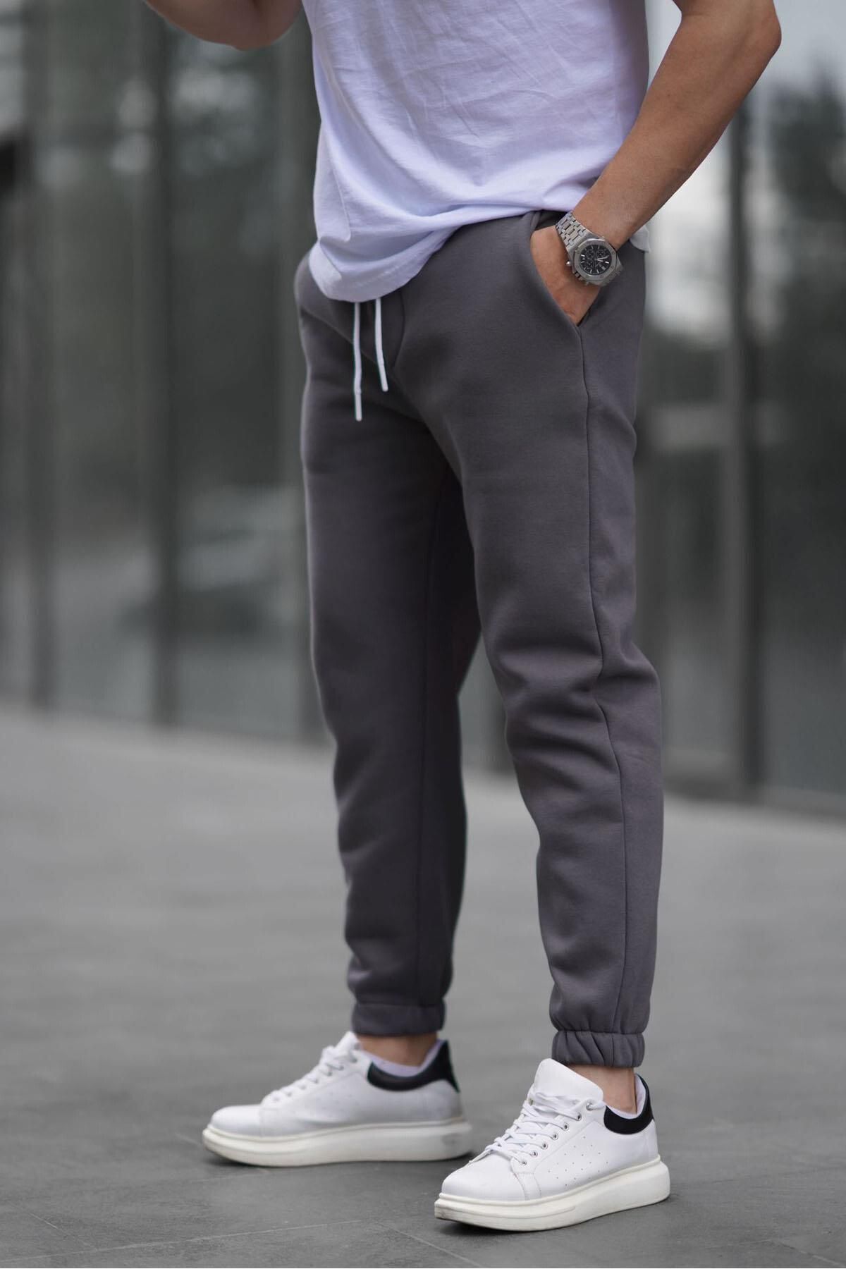 Erkek Jogger Eşofman Altı İ̇çi Pamuklu - Füme - 2