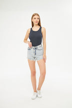 Kadın Füme Fitilli Basic Örme Askılı Trend Spor Atlet - Füme - 2