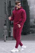 Bordo Kapşonlu Basic Eşofman Takımı - Bordo - 1