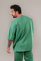 Erkek Oversize Comfort Penye T-shirt - Yeşil - 3