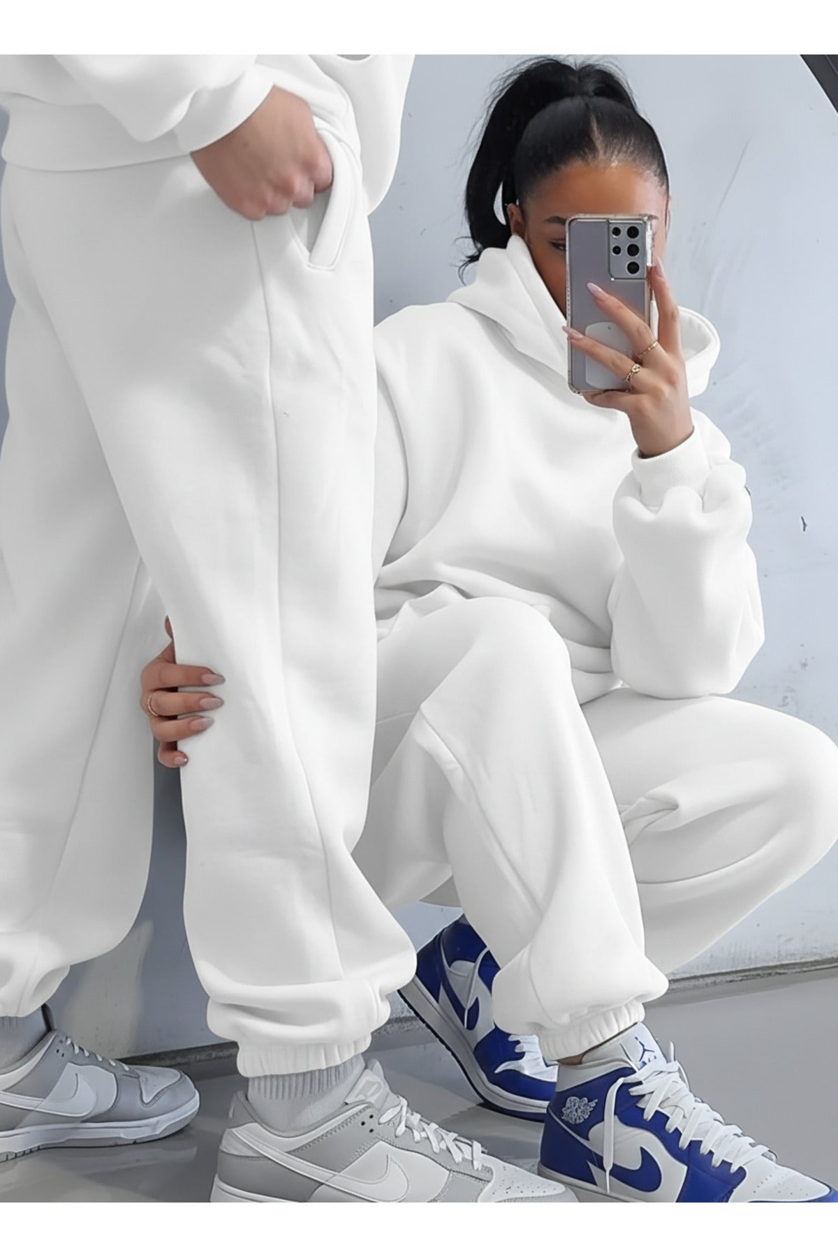 Unisex Çi̇ftleri̇n Kullanimina Uygun 3 İ̇pli̇k Eşofman Takimi (tekli̇) - Beyaz - 2