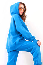 Kadın Esnek Rahat Kalıp Basic Model Sweatshirt - Bebe Mavisi - 2
