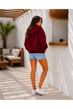 Kadin 3 İ̇pli̇k Şorsonlu Oversi̇ze Fermuarli Kapüşonlu Sweat Hirka - Bordo - 3