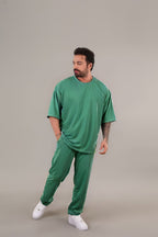 Erkek Oversize Kısa Kollu T-shirt Pijama Takımı - Yeşil - 2